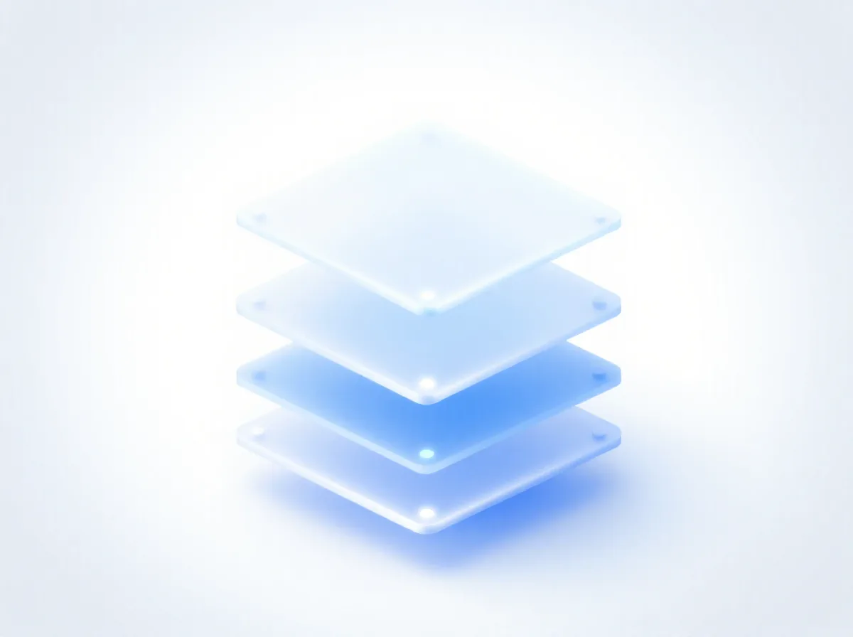 Abstract illustration of app screens snapping together, representing a no-code builder