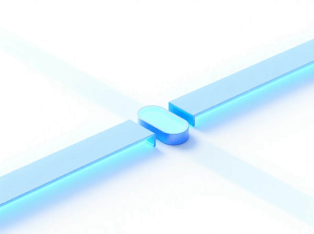 Abstract illustration of light ribbons passing through gate nodes, representing data conversion