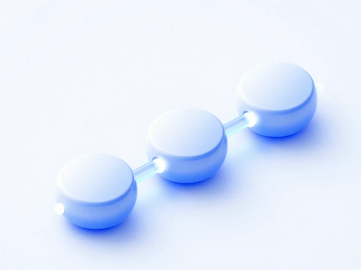 Abstract illustration of connected nodes and pipelines, representing process orchestration